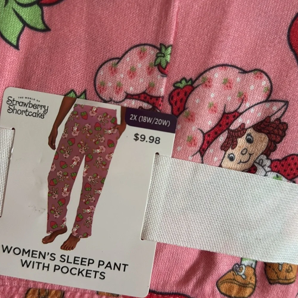 Nwt Women's Pink Strawberry Print Pajama Pants - Picture 3 of 4